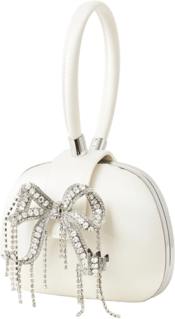 Cream Satin Top Handle Clutch Bag