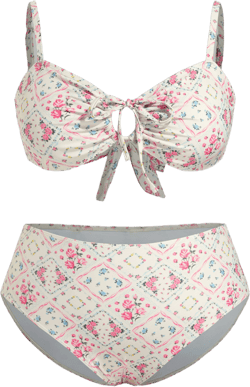 Sweetheart Floral Cut Out Knotted Bracelet Full Coverage Bikini Set Curve & Plus