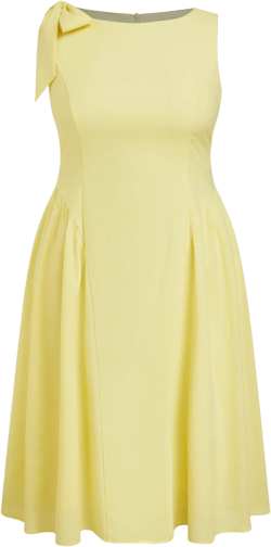 Linen-blend Boat Neck Bowknot Ruffle Midi Dress Curve & Plus