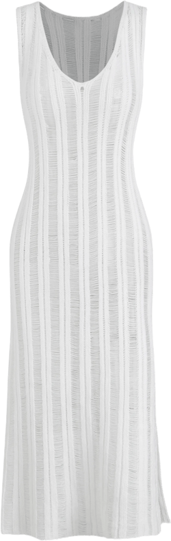 Knit U-neckline Split Cover Up Dress