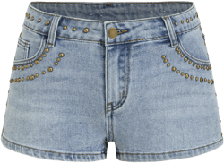 Stretch Denim Low Rise Rivet Micro Shorts