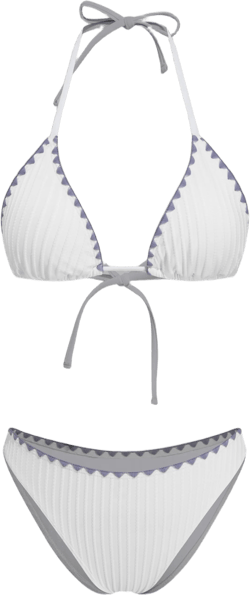 Halter Neckline Contrasting Binding Triangle Cheeky Bikini Set With Floral Lace Trim Cover Up Set