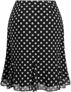 Chiffon Mid Rise Polka Dot Bowknot Mermaid Midi Skirt Curve & Plus
