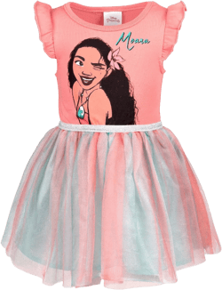 Disney Moana Big Girls Tulle Short Sleeve Dress Pink 10-12