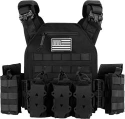 Jueachy Tactical Vest for Men Quick Release: Lightweight Molle Vest Adjustable Breathable Weighted Vest Dark Black