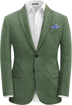 EMERAIDVLN Men's Tweed Blazer Vintage Herringbone Tweed Suit Jacket Casual Two Button Notch Lapel Wool Blend Sport Coats 3X-Large Green
