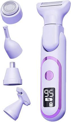 Bikini Trimmer, 5 in 1 Women's Electric Shaver, Womens Electric Razor with Detachable Head, Rechargeable Bikini Shaver for Body, Bikini Line, Legs, Wet Dry Use