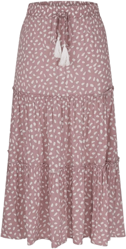 Women's Summer Boho Tiered Maxi Skirt Flowy A-Line Drawstring Elastic Waist Trendy Beach Long Skirts with Pockets Coffee X-Large