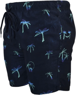 Burnside Men's Tropical Palm Trees Swimsuit Quick Dry 5" Inseam | Navy Small