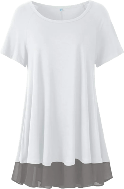 LARACE Plus Size Tunic Tops for Womens Summer Clothes Dressy Round Neck Short Sleeve Shirts Flowy Chiffon Blouses(White 4X)