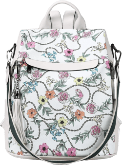 BROMEN Backpack Purse for Women Leather Anti Theft Travel Fashion Shoulder Bag Beige Floral