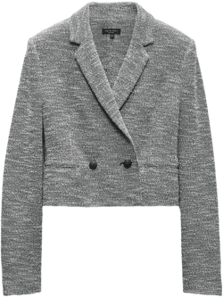 Josie Cropped Italian Tweed Blazer In Navy White Multi