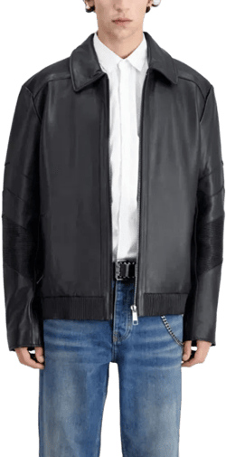 Leather Biker Jacket In Black