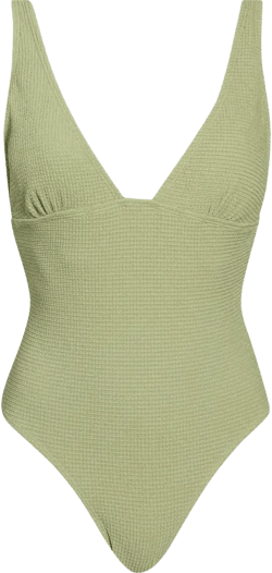 Juniors' Essouira Textured One-piece Swimsuit In Oil Green