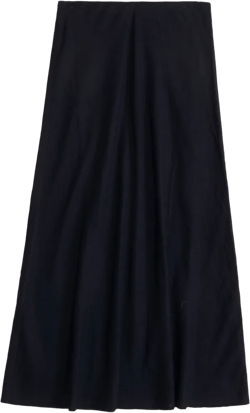 Mid Rise Linen-Blend Maxi Skirt