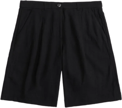 Mid Rise Linen-Blend Bermuda Short