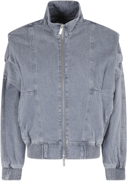Blue Bat Sleeve Denim Jacket In Dusty Blue