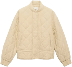 Quilted Bomber Jacket In Pastel Yellow
