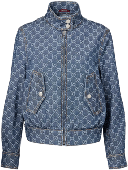 Gg Monogram Denim Bomber Jacket In Blue