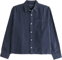 Cropped Linen Button-Up Shirt