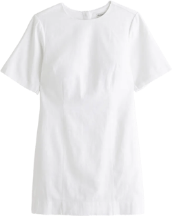 Short-Sleeve Linen-Blend Button Mini Dress