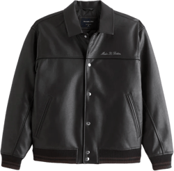 Vegan Leather Varsity Bomber Jacket