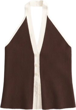 Ribbed Halter Sweater Vest