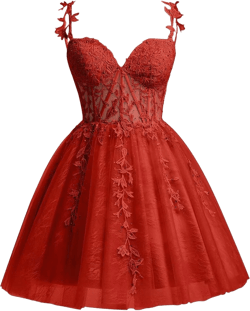Eightale Tulle Homecoming Dress Lace Applique for Teens Short 2024 Corset Prom Party Gown 2 Red