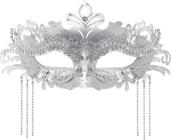 Coddsmz Women Masquerade Mask with Rhinestone Chains Venetian Mask Mardi Gras Decoration for Carnival Party Costume Masks Silver
