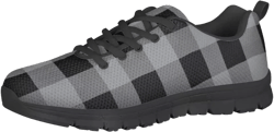 PinUp Angel Women's Buffalo Plaid Walking Shoes Lightweight Comfy Sports Running Work Sneaker 9 Grey