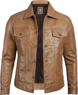Blingsoul Premium Vintage Leather Jacket Men - Real Lambskin Trucker Mens Leather Jackets Small Camel Brown - Fernando Jacket