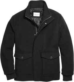 Men's Stand Collar Bomber Jacket - Black Size Medium