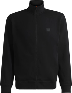 Zip-up Jacket In Cotton Terry With Logo Badge In Black