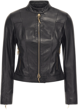 Leather Biker Jacket In Black