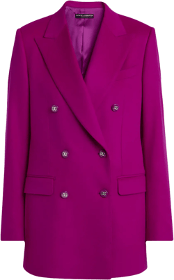 Oversize Double-breasted Cashmere Jacket In Fuchsia
