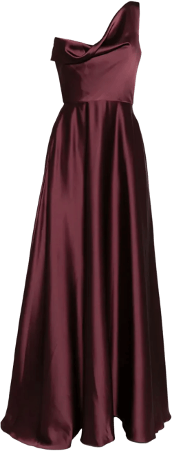 one-shoulder draped gown