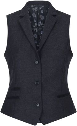 Womens Black Herringbone Check Tweed Waistcoat Wool Blend Vest