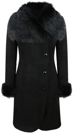 Sheepskin Suede 3/4 Long Trench Coat In Black