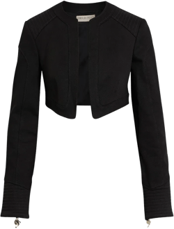 Cropped Cotton-blend Drill Jacket In Black