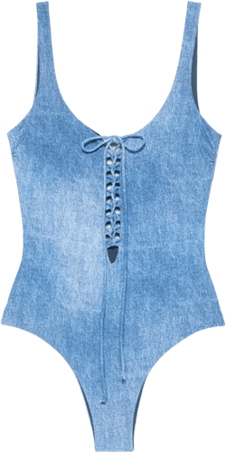 denim-effect swimsuit