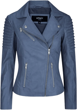 Slim Fitted Soft Leather Biker Jacket In Blue