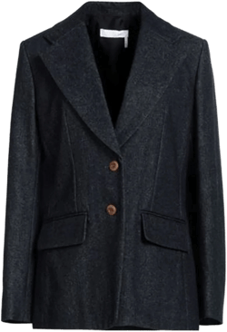 Single-breasted Jacket In Dark Blue Denim In New