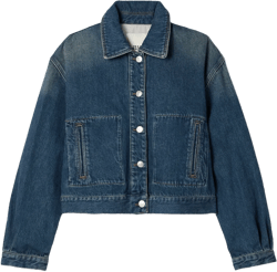 Josephine Cotton Denim Jacket In 水洗蓝