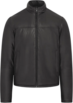 Mens Hooded Reversible Bomber Leather Jacket - Raufoss In Black