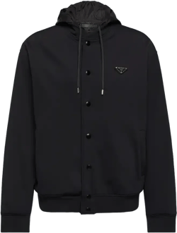 Hooded Logo Bomber Jacket In Black