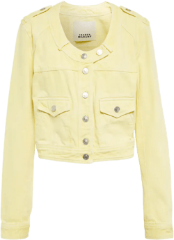 Valene Cropped Denim Jacket In Yellow