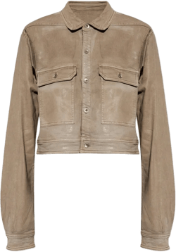 Cut-out Foiled Denim Jacket In Nude