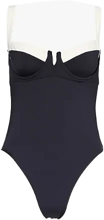 Clovelly Sweetheart-neck Stretch-recycled Nylon Swimsuit In Black/ivory Rec