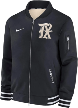 Men's Black Texas Rangers Authentic Collection City Connect Full-zip Bomber Jacket