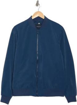 Satin Bomber Jacket In Blue